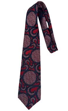VTG 1970s Wembley Wide Tie Navy Red Paisley Medallion Mod Retro Disco Necktie 4”